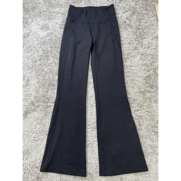 Lululemon Yoga Pants Womens 6 Black Groove Flare High Rise Activewear W5BHNS - Picture 1 of 12